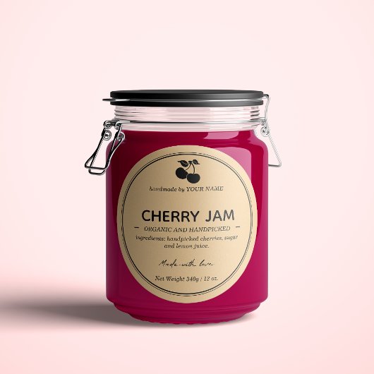 Conception Étiquette d'emballage Cherry Jam Jar