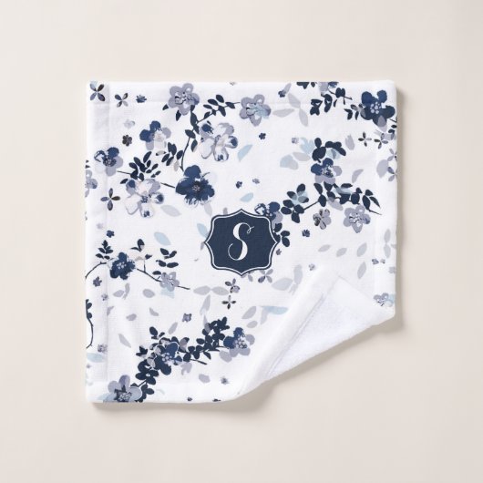 Conception florale de clématite de bleu d'indigo (Gant de toilette)