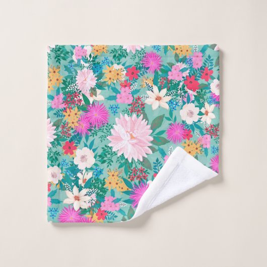 Conception florale de peintures à la main de coule (Gant de toilette)