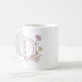 Conception florale Monogramme D Tasse de café init (Devant gauche)