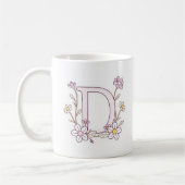 Conception florale Monogramme D Tasse de café init (Gauche)