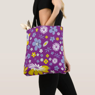 Conception florale pourpre de sac fourre-tout