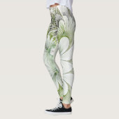 Conception florale verte et blanche Legging de (Gauche)