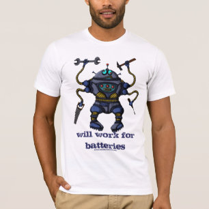 Conception folle drôle de T-shirt de robot