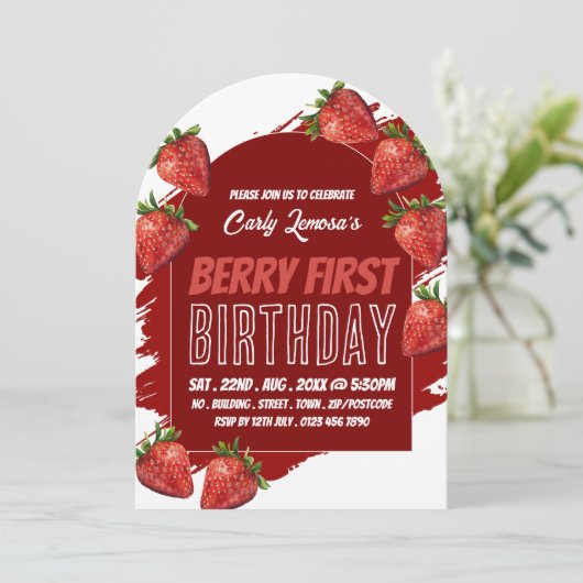 Conception fraise, Berry Invitation d'anniversaire (Debout devant)