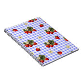 Conception fraise sur carnet simple en vichy bleu (Côté Droit)