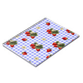 Conception fraise sur carnet simple en vichy bleu (Côté gauche)