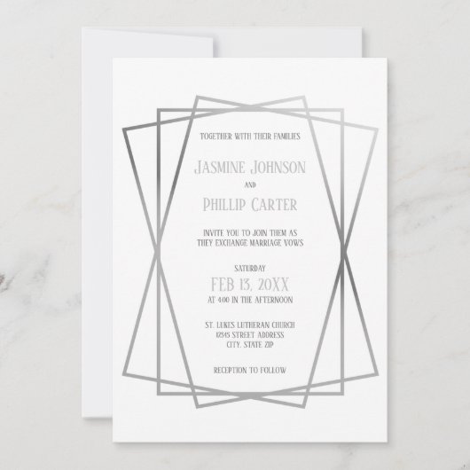 Conception Gris Mid Mod - Faire-Part de Mariage (Devant)