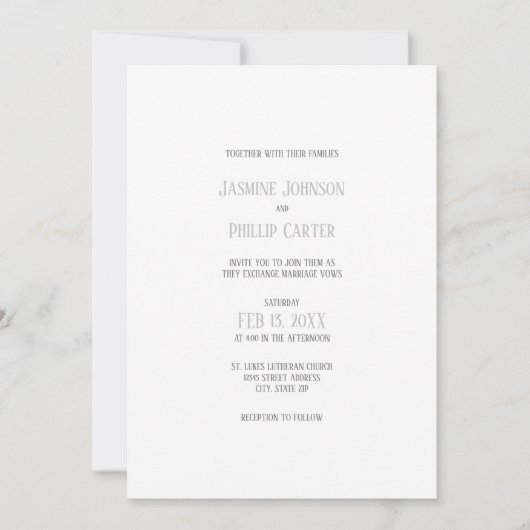 Conception grise simple - Faire-part de mariage (Devant)