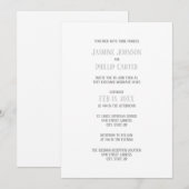 Conception grise simple - Invitation de mariage/ré (Devant / Derrière)