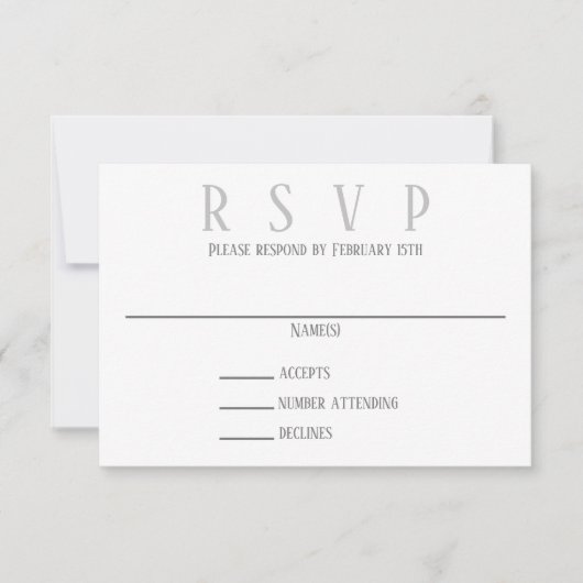 Conception grise simple - Invitation RSVP (Devant)