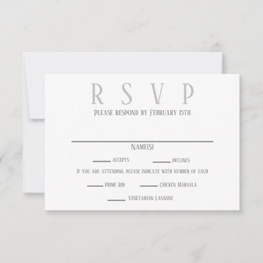 Conception grise simple - Invitation RSVP/choix de (Devant)