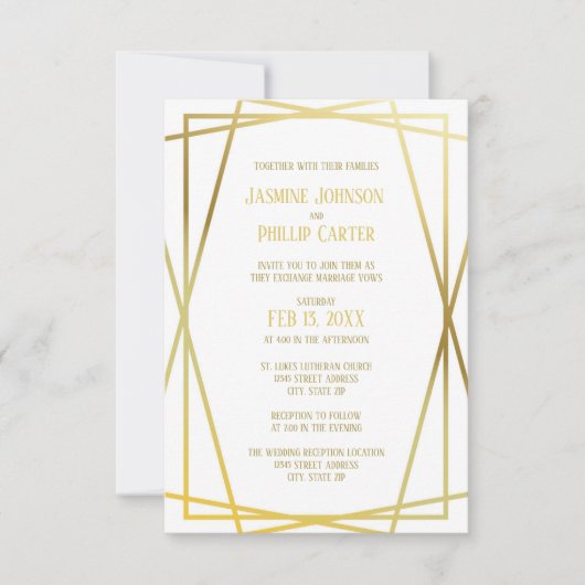Conception mi-moderne - Invitation de mariage/réce (Devant)