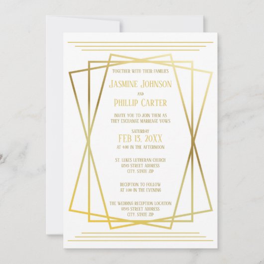 Conception mi-siècle - Invitation de mariage/récep (Devant)