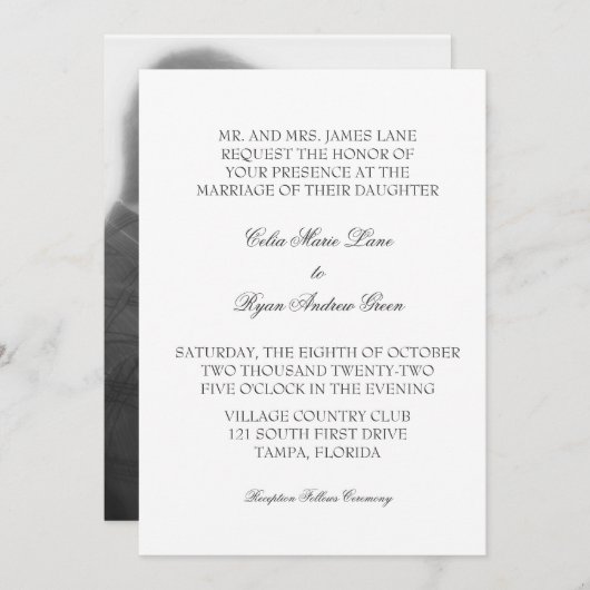 Conception minimale Faire-part de mariage simple (Devant / Derrière)