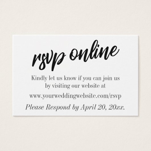 Conception minimaliste, Mariage en ligne RSVP (Devant)