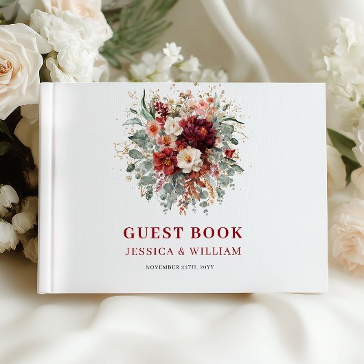 Conception moderne de livre d'or de mariage boho e