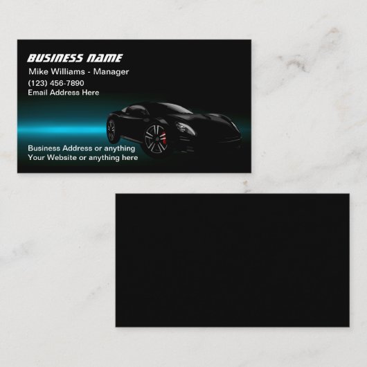 Conception modifiée des Cartes de visite automobil (Devant / Derrière)