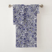 Conception motif de cachemire blanc bleu (En situation)