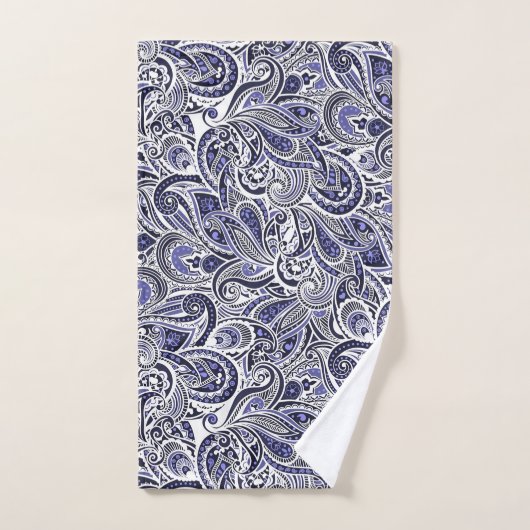 Conception motif de cachemire blanc bleu (Serviette à main)