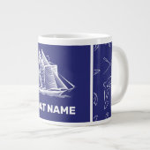 Conception nautique Marine Bleu Tissu Mug (Devant droit)