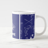 Conception nautique Marine Bleu Tissu Mug (Droite)