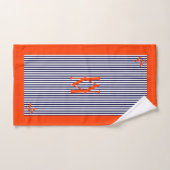Conception nautique personnalisée navy et orange  (Serviette à main)