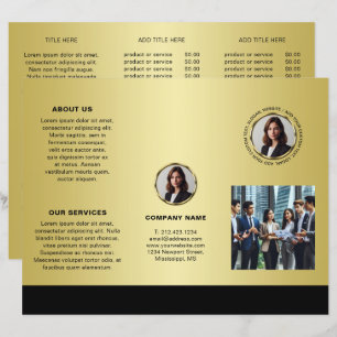 Conception noir et or, Brochures avec logo ou phot