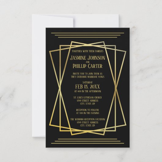 Conception noir mi-moderne - Invitation de mariage (Devant)