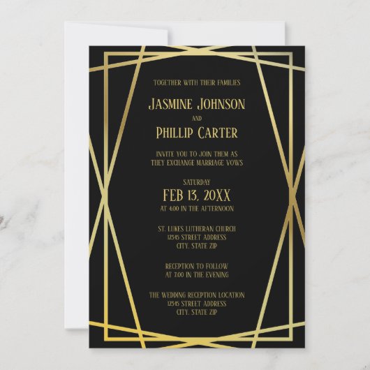 Conception noir mi-moderne - Invitation de mariage (Devant)