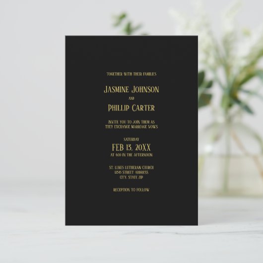 Conception Noir&Or Simple - Faire-part de mariage  (Debout devant)