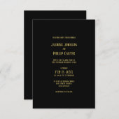Conception Noir&Or Simple - Faire-part de mariage  (Devant / Derrière)