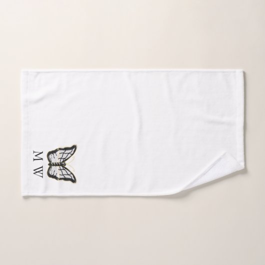 Conception Papillon Blanc Monogrammé (Serviette à main)