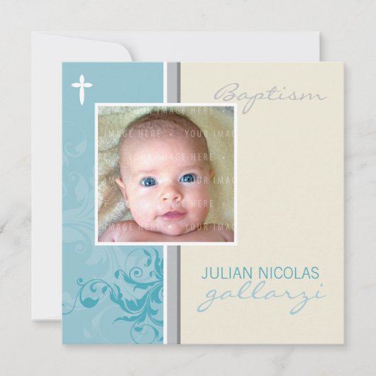 CONCEPTION PERSONNALISÉE :: Invitation de baptême (Devant)