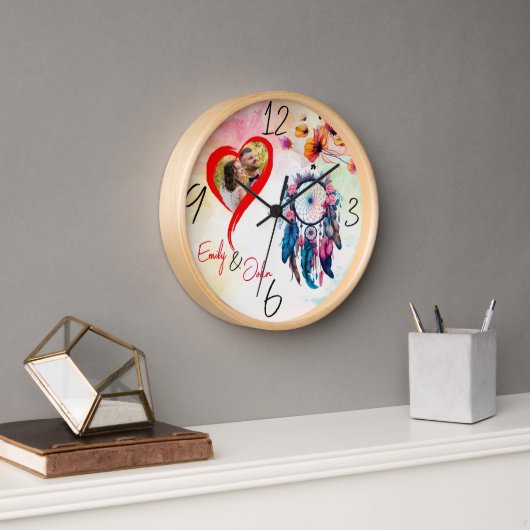 Conception photo avec nom Customisé Horloge murale (Bureau)