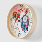 Conception photo avec nom Customisé Horloge murale (Angle)