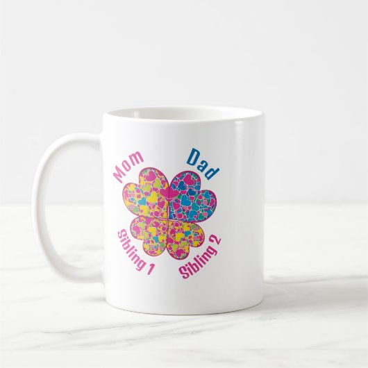 Conception quatre coeurs Mug de café familial pers (Gauche)