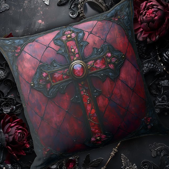 Conception Rouge & Noir avec Coussin Jeté Croix (Créateur téléchargé)