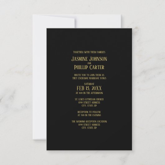 Conception simple B&G - Invitation de mariage/réce (Devant)