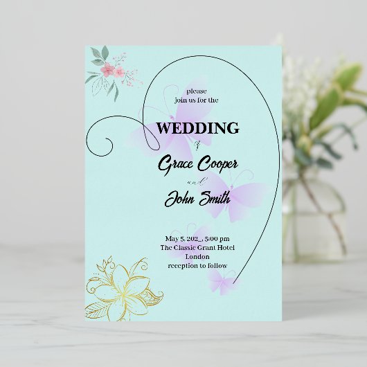 Conception simple de carte mariage (Debout devant)
