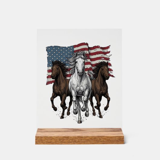 Conception vectorielle de chevaux courant patrioti (Recto)