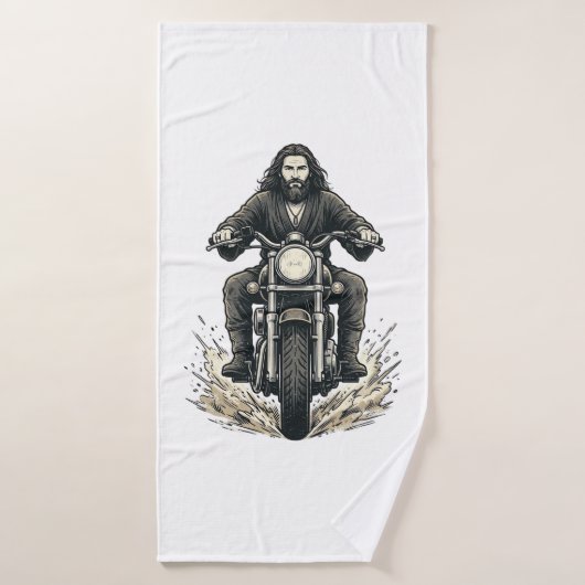 Conception vectorielle de motard vintage gravure_1 (Serviette de bain)