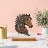 Conception vectorielle de tête de cheval floral vi (Mariage)