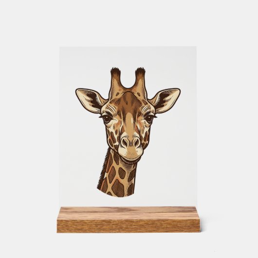 Conception vectorielle de tête de girafe gravée vi (Recto)