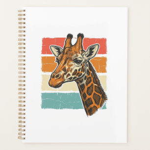 Conception vectorielle de tête de girafe rétro vin