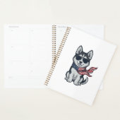 Conception vectorielle vintage d'un chiot husky pa (Devant avec enveloppe)