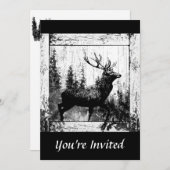Conception Vintage Personnalisée Cerf, Invitation  (Devant / Derrière)