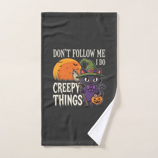 Conceptions de chat de sorcière d'Halloween de cho (Serviette à main)