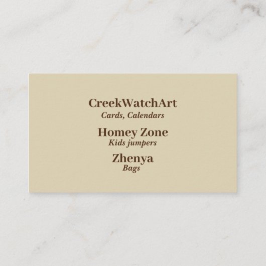 Conceptions standard de Zhenya de carte de visite (Dos)