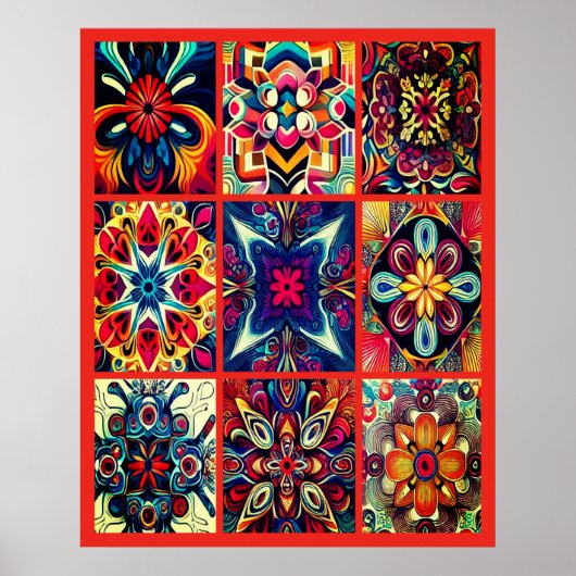 Conceptions Tie-Dye sur une grande affiche murale (Devant)